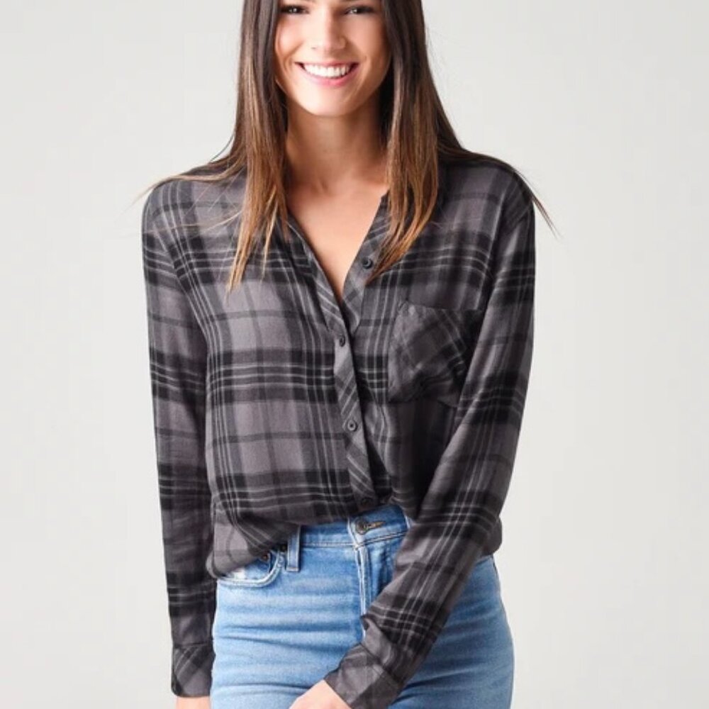Rails Hunter Plaid Shirt in onyx black and grey